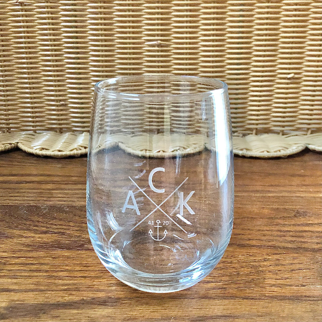 ACK 4170 Etched Stemless Wine Glass Set of 2 – ACK4170