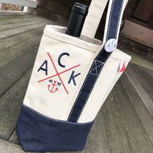 ACK 4170 Navy & Natural Canvas Wine Tote