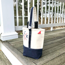 ACK 4170 Navy & Natural Canvas Wine Tote