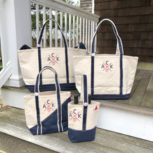 ACK 4170 Navy & Natural Canvas Wine Tote