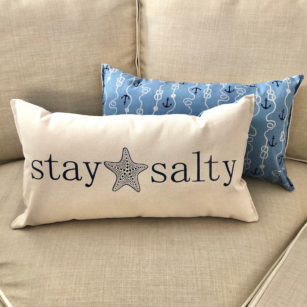 Scominoc Pack of 1 Coastal Christmas Outdoor Pillow with Insert, Waterproof  Lumbar Pillows for Recliner, Seaside Holiday Wishes Xmas Beach Starfish