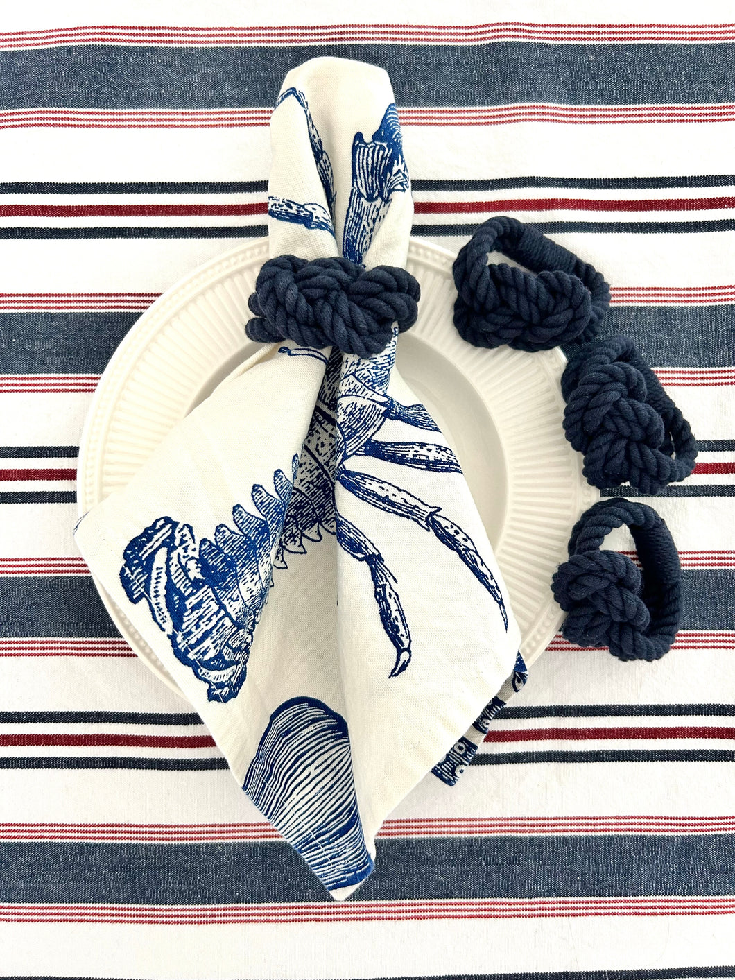 Set of 6 Knotted Navy Napkin Holders