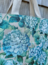 Structured Canvas Blue Hydrangea Tote