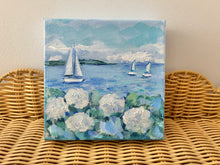 White Hydrangeas By The Sea Mini Painting