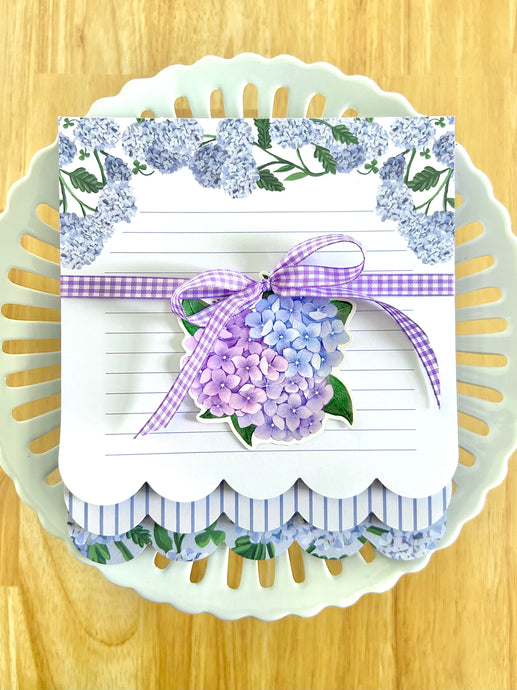 Lavender Hydrangea Scalloped Notepad Trio