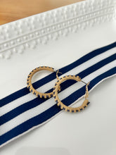 Navy & Natural Nantucket Lightship Basket Woven Earrings