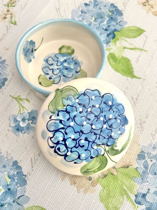 NEW! Blue Hydrangea Handpainted Trinket Jewelry Box