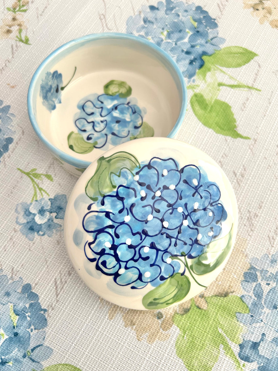 NEW! Blue Hydrangea Handpainted Trinket Jewelry Box