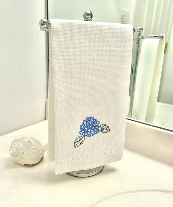 Blue Hydrangea Embroidered Hand Towel