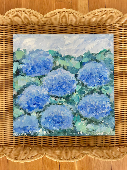 Blue Hydrangea Blooms Painting