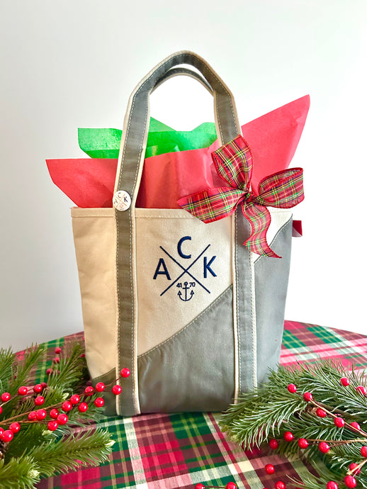 ACK 4170 Small Grey & Natural Boat Tote