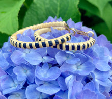 Navy & Natural Nantucket Lightship Basket Woven Earrings