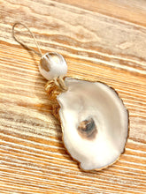 White & Brushed Gold Beaded Gilded Oyster Ornament