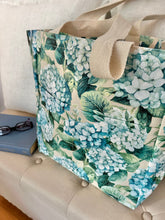 Structured Canvas Blue Hydrangea Tote