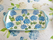 Blue Hydrangea in Bloom Handcrafted Rectangular Platter