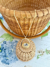 Gold Nantucket Lightship Basket Necklace with Island Scrimshaw Lid