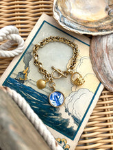 Blue Lobster / Gold Seashell / Golden Basket Charm Bracelet