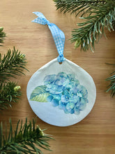 Powder Blue Hydrangea Sea Scallop Ornament