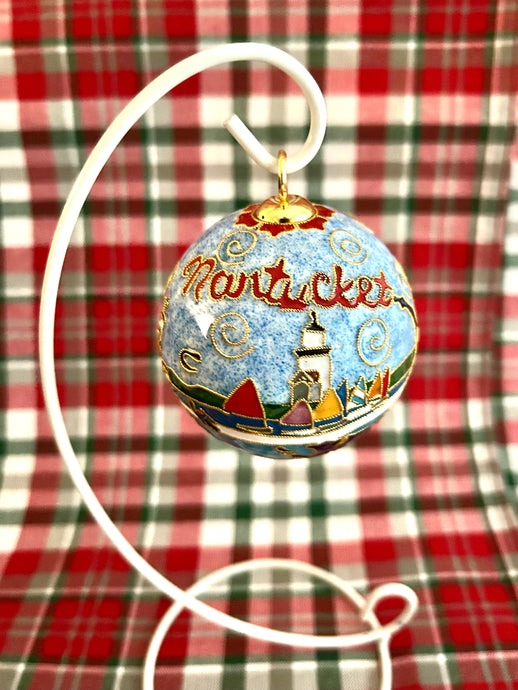 24K Gold-Plated Handcrafted Cloisonné Nantucket Ornament by Kitty Keller Designs