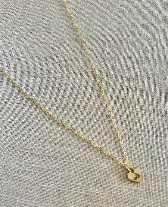 Gold Tiny Nantucket Island Cut Out Heart Necklace