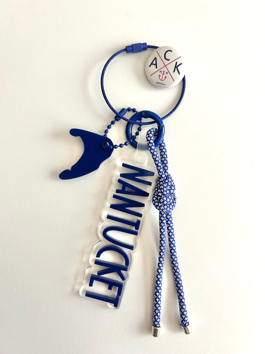Navy Nantucket Island Bag Charms / Key Chain