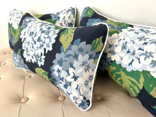 Navy Hydrangea Lumbar Pillow