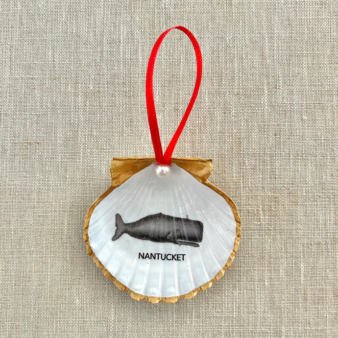 Scallop Shell Nantucket Whale Ornament