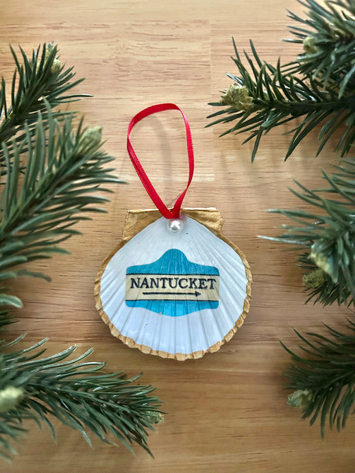 Scallop Shell Nantucket Sign Ornament