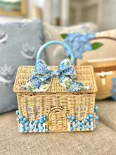 “Hunky Dory” Blue Hydrangea Nantucket Cottage Handbag Basket