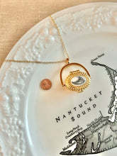 Gold Nantucket Lightship Basket Necklace with Island Scrimshaw Lid