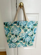 Structured Canvas Blue Hydrangea Tote