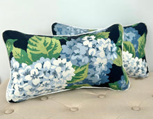 Navy Hydrangea Lumbar Pillow