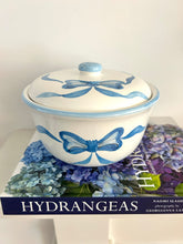Blue Bow Ceramic Covered Dish