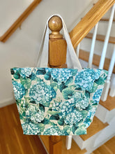 Structured Canvas Blue Hydrangea Tote