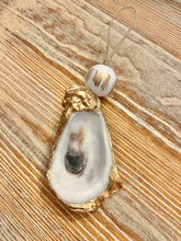 White & Brushed Gold Beaded Gilded Oyster Ornament