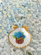 Scallop Shell Nantucket Lightship Blue Hydrangea Basket Ornament