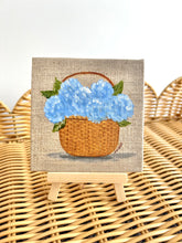 Nantucket Lightship Basket of Pale Blue Hydrangeas Mini Painting