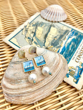 Gold Scallop & Pearl Ship Painting Earrings
