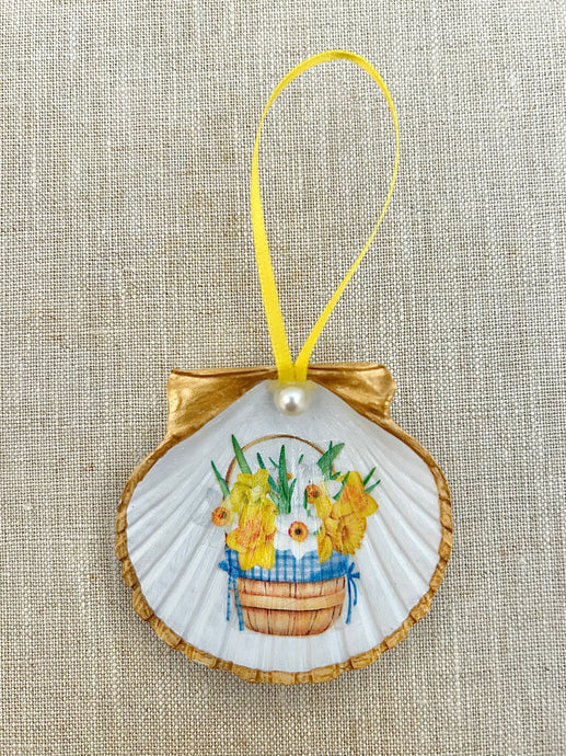 Scallop Shell Nantucket Lightship Daffodil Basket Ornament
