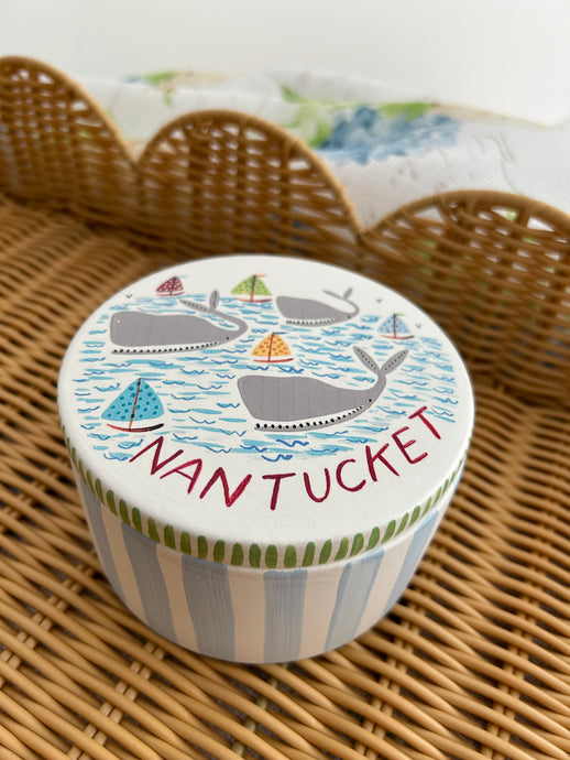 Nantucket Whales Jewelry Trinket Box