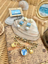 Gold Scallop & Pearl Ship Painting Earrings