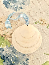 Powder Blue Hydrangea Sea Scallop Ornament