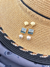 Gold Scallop & Pearl Ship Painting Earrings