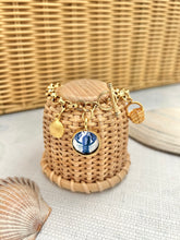 Blue Lobster / Gold Seashell / Golden Basket Charm Bracelet