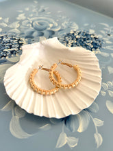 White & Natural Nantucket Lightship Basket Woven Earrings