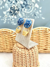 Blue Hydrangea & Gold Basket Earrings
