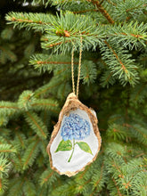 Blue Hydrangea Gilded Oyster Shell Ornament