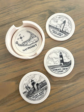 Nantucket Island and Lighthouses Scrimshaw Coaster Set