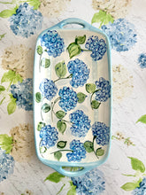 Blue Hydrangea in Bloom Handcrafted Rectangular Platter