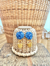 Blue Hydrangea & Gold Basket Earrings
